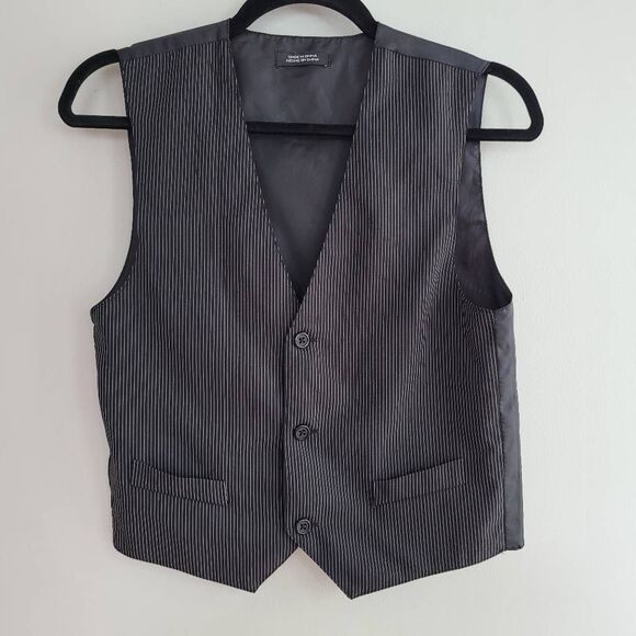 Holiday Editions black & white pinstriped vest office business professional form - Picture 1 of 10